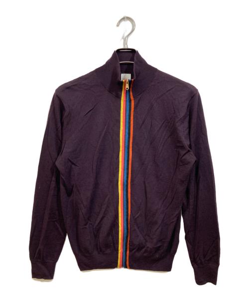 PAUL SMITH（ポールスミス）PAUL SMITH (ポールスミス) ARTIST STRIPE ZIP UP SWEATER パープル サイズ:Lの古着・服飾アイテム