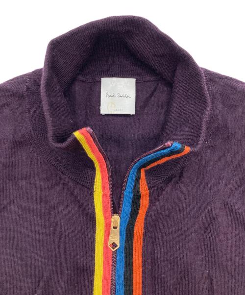 PAUL SMITH（ポールスミス）PAUL SMITH (ポールスミス) ARTIST STRIPE ZIP UP SWEATER パープル サイズ:Lの古着・服飾アイテム