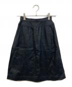 CHANELシャネル）の古着「ココマークボタンリネンスカート」｜ブラック