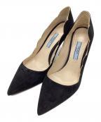 PRADAプラダ）の古着「スウェードヒールパンプス」｜ブラック