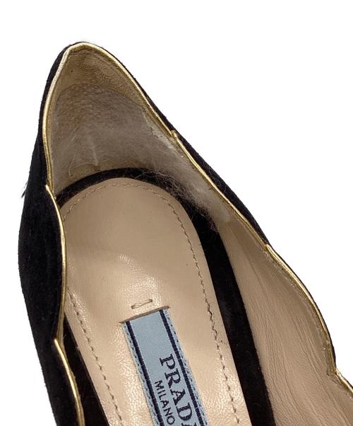 PRADA（プラダ）PRADA (プラダ) スウェードヒールパンプス ブラック サイズ:34 1/2の古着・服飾アイテム