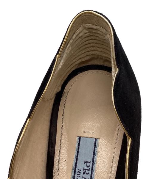 PRADA（プラダ）PRADA (プラダ) スウェードヒールパンプス ブラック サイズ:34 1/2の古着・服飾アイテム