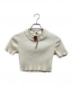 MIU MIUミュウミュウ）の古着「クロシェ付け襟半袖ニット」｜ホワイト