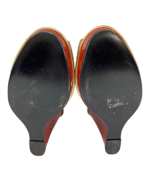 DRIES VAN NOTEN（ドリスヴァンノッテン）DRIES VAN NOTEN (ドリスヴァンノッテン) パイソン柄ウェッジソールサンダル ブラウン サイズ:38の古着・服飾アイテム