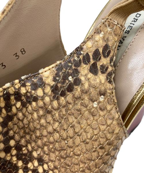 DRIES VAN NOTEN（ドリスヴァンノッテン）DRIES VAN NOTEN (ドリスヴァンノッテン) パイソン柄ウェッジソールサンダル ブラウン サイズ:38の古着・服飾アイテム