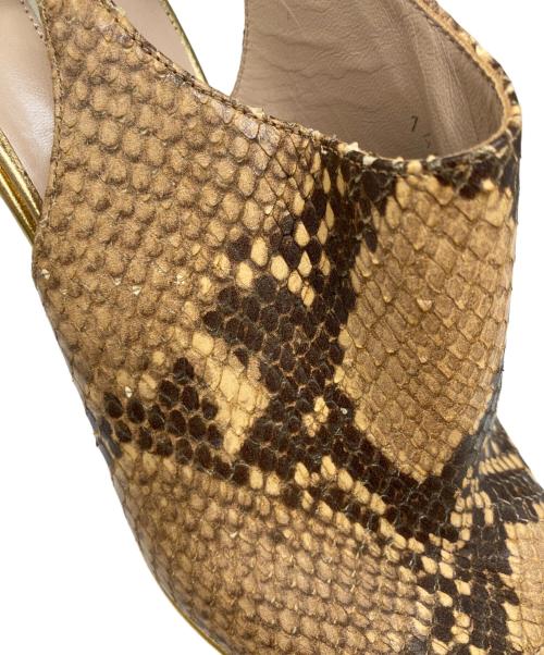 DRIES VAN NOTEN（ドリスヴァンノッテン）DRIES VAN NOTEN (ドリスヴァンノッテン) パイソン柄ウェッジソールサンダル ブラウン サイズ:38の古着・服飾アイテム