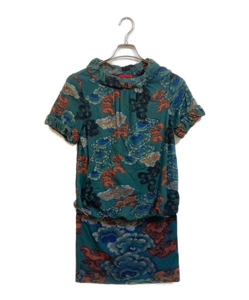 VIVIENNE TAM（ヴィヴィアンタム）VIVIENNE TAM (ヴィヴィアンタム) 中国雲柄半袖ワンピース グリーン サイズ:Sの古着・服飾アイテム