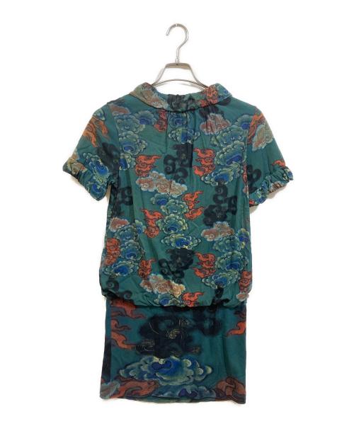VIVIENNE TAM（ヴィヴィアンタム）VIVIENNE TAM (ヴィヴィアンタム) 中国雲柄半袖ワンピース グリーン サイズ:Sの古着・服飾アイテム