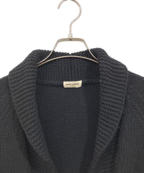 Saint Laurent Paris（サンローランパリ）Saint Laurent Paris (サンローランパリ) スパンコール装飾ショールカラー カーディガン ブラック サイズ:Lの古着・服飾アイテム