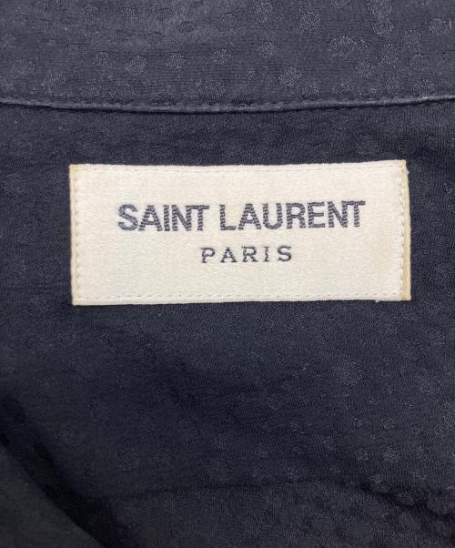 Saint Laurent Paris（サンローランパリ）Saint Laurent Paris (サンローランパリ) シルク ジャガード ドレープシャツ ブラック サイズ:38/15の古着・服飾アイテム