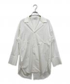 Ujohウジョー）の古着「オープンカラースリットシャツ」｜ホワイト
