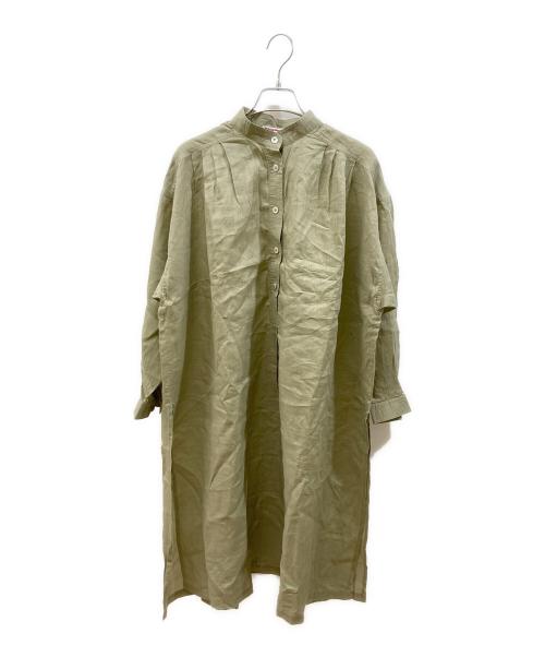 ISSEY MIYAKE（イッセイミヤケ）ISSEY MIYAKE (イッセイミヤケ) リネンシャツワンピース 黄緑 サイズ:9の古着・服飾アイテム