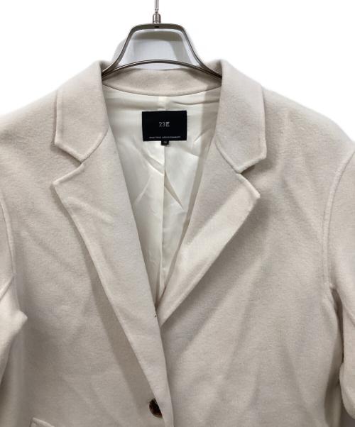 23区（ニジュウサンク）23区 (ニジュウサンク) ウールリバー ロングコート アイボリー サイズ:SIZE 38の古着・服飾アイテム