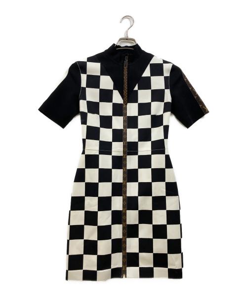 LOUIS VUITTON（ルイ ヴィトン）LOUIS VUITTON (ルイ ヴィトン) モノグラム テクニカルジャージーワンピース ブラック×ホワイト サイズ:36の古着・服飾アイテム