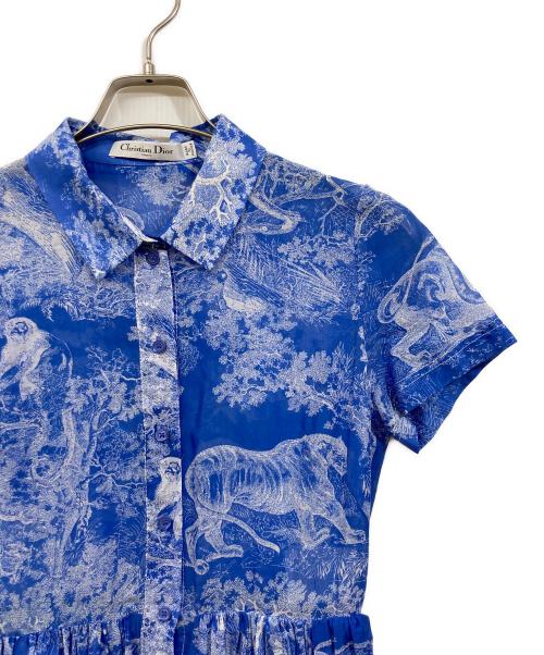 Christian Dior（クリスチャン ディオール）Christian Dior (クリスチャン ディオール) 半袖ワンピース ブルー サイズ:34の古着・服飾アイテム
