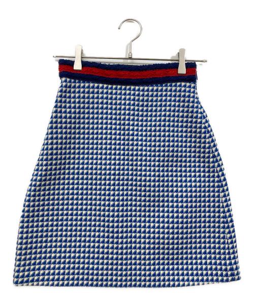 GUCCI（グッチ）GUCCI (グッチ) 千鳥格子スカート ブルー サイズ:36の古着・服飾アイテム