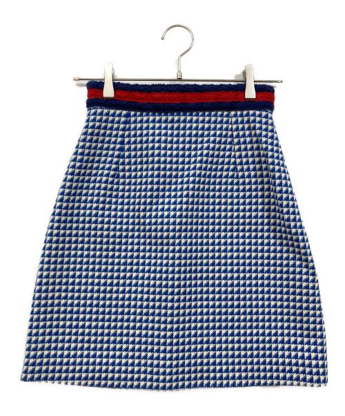 GUCCI（グッチ）GUCCI (グッチ) 千鳥格子スカート ブルー サイズ:36の古着・服飾アイテム