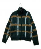 PAMMパム）の古着「透明な空気のチェックジップニット」｜グリーン