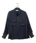 CULLNIクルニ）の古着「Dry Double Satin Pocket Shirt」｜ブラック