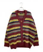 masonprinceメゾンプリンス）の古着「オーバーサイズロゴ刺繍ボーダーカーディガン」｜ブラウン