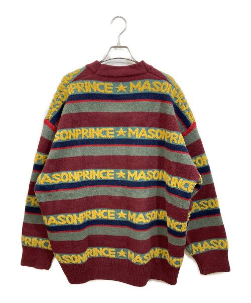 masonprince（メゾンプリンス）masonprince (メゾンプリンス) オーバーサイズロゴ刺繍ボーダーカーディガン ブラウン サイズ:SIZE 3の古着・服飾アイテム