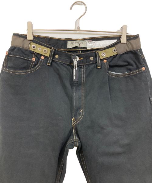 POLIQUANT（ポリクアント）POLIQUANT (ポリクアント) THE DEFORMED ADJUSTABLE THRIFTING DENIM ブラック サイズ:1の古着・服飾アイテム