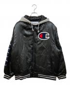 Champion×SUPREMEチャンピオン×シュプリーム）の古着「Hooded Satin Varsity Jacket」｜ブラック