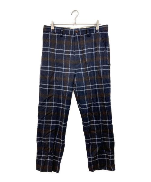 JUNYA WATANABE MAN（ジュンヤワタナベマン）JUNYA WATANABE MAN (ジュンヤワタナベマン) チェックウールパンツ ネイビー サイズ:Lの古着・服飾アイテム