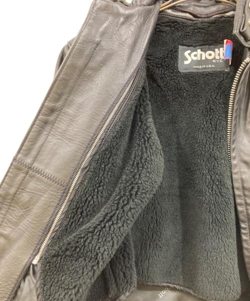 Schott（ショット）Schott (ショット) ボアライナー付きシングルライダースジャケット ブラック サイズ:36の古着・服飾アイテム