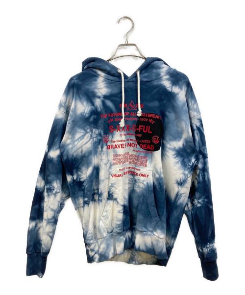 DIESEL（ディーゼル）DIESEL (ディーゼル) タイダイ柄フード付きパーカー ネイビー×ホワイト サイズ:SIZE XSの古着・服飾アイテム