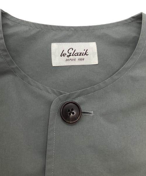 LE GLAZIK（ル グラジック）LE GLAZIK (ル グラジック) ポリエステルタフタ ノーカラーコート グリーン サイズ:36の古着・服飾アイテム