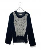 ROBE DE CHAMBRE COMME DES GARCONSローブドシャンブル コムデギャルソン）の古着「ニット切替ベロアカットソー」｜ブラック