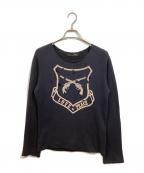 roarロアー）の古着「ダメージ加工銃プリントスウェット」｜ネイビー