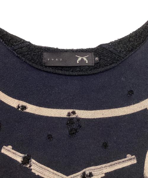 roar（ロアー）roar (ロアー) ダメージ加工銃プリントスウェット ネイビー サイズ:SIZE 3の古着・服飾アイテム