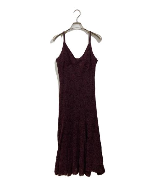 anuans（アニュアンス）anuans (アニュアンス) ニットレイヤードウェーブレースワンピース レッド サイズ:FREEの古着・服飾アイテム