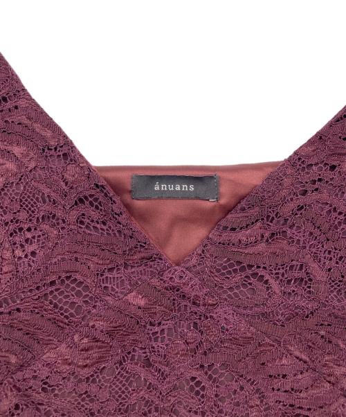 anuans（アニュアンス）anuans (アニュアンス) ニットレイヤードウェーブレースワンピース レッド サイズ:FREEの古着・服飾アイテム