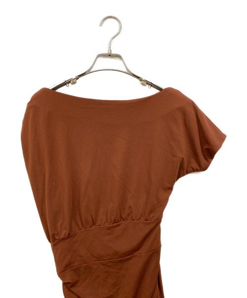 anuans（アニュアンス）anuans (アニュアンス) ワンショルダードレープカットワンピース ブラウン サイズ:Sの古着・服飾アイテム