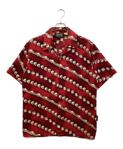 DRAGONFLY（ドラゴンフライ）DRAGONFLY (ドラゴンフライ) ヴィンテージスカルアロハシャツ レッド サイズ:Sの古着・服飾アイテム