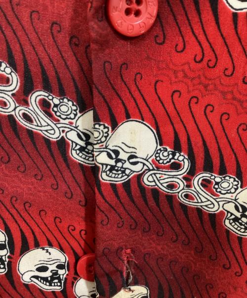 DRAGONFLY（ドラゴンフライ）DRAGONFLY (ドラゴンフライ) ヴィンテージスカルアロハシャツ レッド サイズ:Sの古着・服飾アイテム