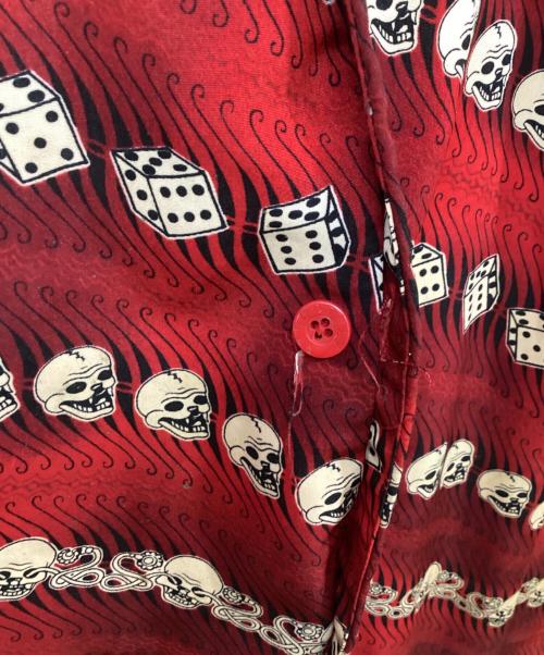 DRAGONFLY（ドラゴンフライ）DRAGONFLY (ドラゴンフライ) ヴィンテージスカルアロハシャツ レッド サイズ:Sの古着・服飾アイテム