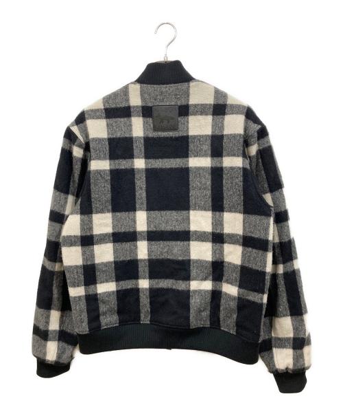 maison kitsune（メゾンキツネ）maison kitsune (メゾンキツネ) Wool Blend Bomber Jacket ホワイト×ブラック サイズ:Lの古着・服飾アイテム