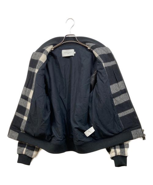 maison kitsune（メゾンキツネ）maison kitsune (メゾンキツネ) Wool Blend Bomber Jacket ホワイト×ブラック サイズ:Lの古着・服飾アイテム