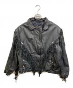 Reed Sportswearリードスポーツウェア）の古着「フリンジレザージャケット」｜ブラック