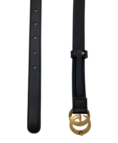 GUCCI（グッチ）GUCCI (グッチ) パールダブルGバックルベルト ブラックの古着・服飾アイテム