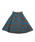 LANVIN en Bleuランバンオンブルー）の古着「フラワージャガードスカート」｜ブラウン