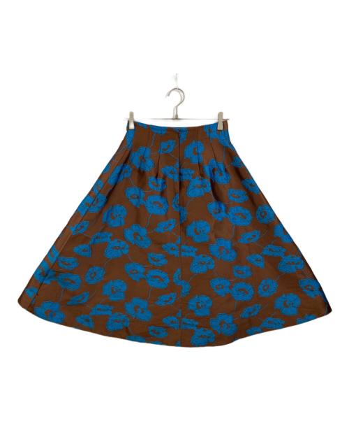 LANVIN en Bleu（ランバンオンブルー）LANVIN en Bleu (ランバンオンブルー) フラワージャガードスカート ブラウン サイズ:38の古着・服飾アイテム