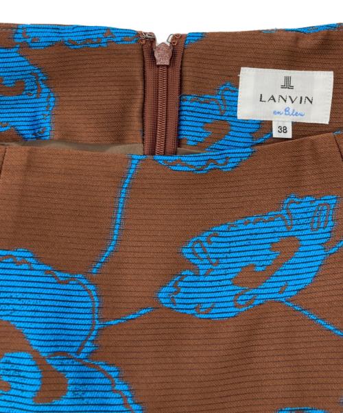 LANVIN en Bleu（ランバンオンブルー）LANVIN en Bleu (ランバンオンブルー) フラワージャガードスカート ブラウン サイズ:38の古着・服飾アイテム