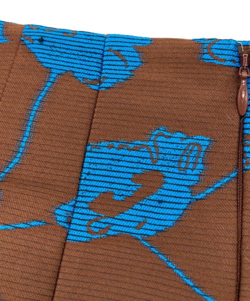 LANVIN en Bleu（ランバンオンブルー）LANVIN en Bleu (ランバンオンブルー) フラワージャガードスカート ブラウン サイズ:38の古着・服飾アイテム