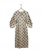 VERMEIL par ienaヴェルメイユ パー イエナ）の古着「綿麻ドットプリントウエストシェイプワンピース」｜ベージュ