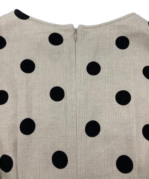 VERMEIL par iena（ヴェルメイユ パー イエナ）VERMEIL par iena (ヴェルメイユ パー イエナ) 綿麻ドットプリントウエストシェイプワンピース ベージュ サイズ:36の古着・服飾アイテム